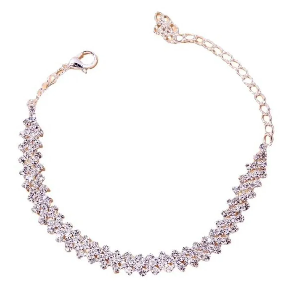 Rhinestone Bracelet Glamorous Zinc Alloy Decor For Women For Party Wedding Gift